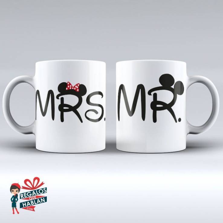 Mug Parejas Mr Mrs Mickey Mouse MB27 Regalos Que Hablan